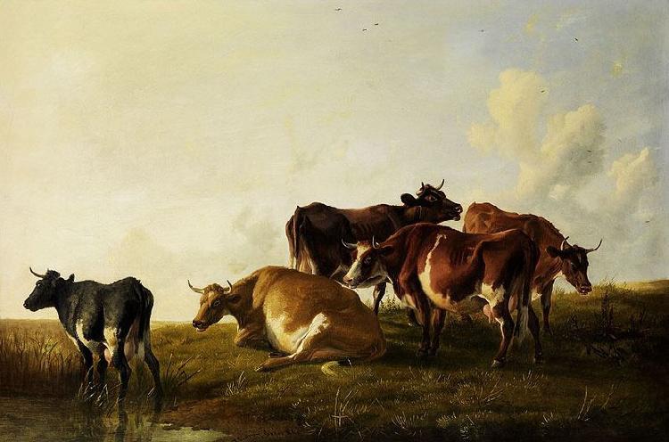 Thomas sidney cooper,R.A. Cattle in the pasture. oil painting image